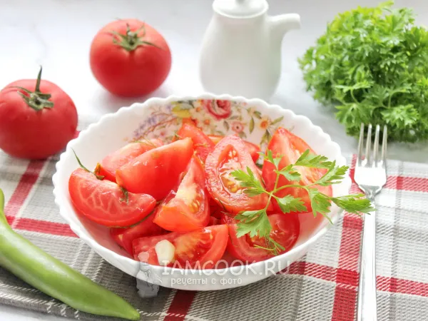 Фото блюда: Помидоры малосольные быстрого приготовления