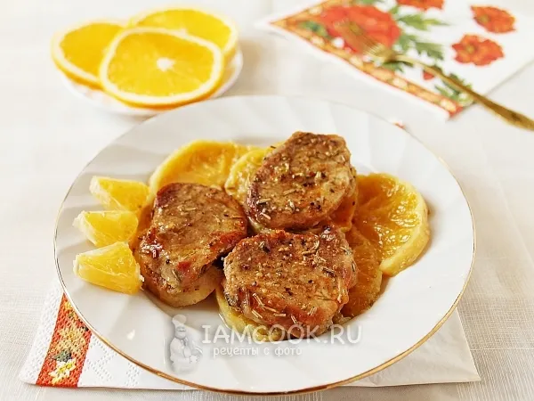 Фото блюда: Свинина с апельсинами в духовке