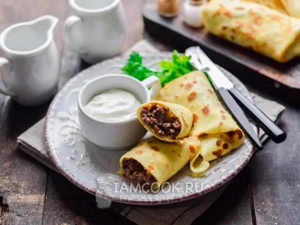Фото готового блюда: Блины с говяжьим фаршем
