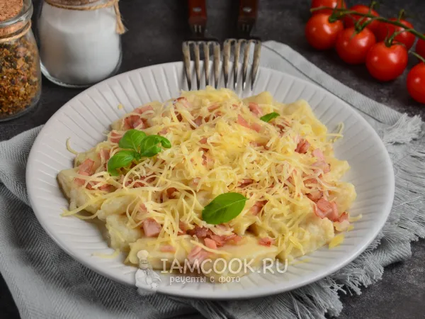 Фото блюда: Картофельные ньокки с ветчиной и сыром