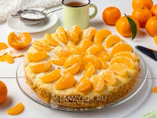 Фото готового блюда: Шарлотка с мандаринами в мультиварке