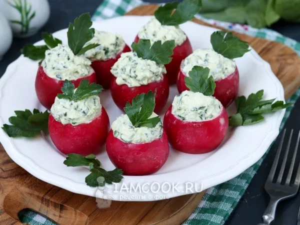 Фото блюда: Редис, фаршированный фетой и шпинатом