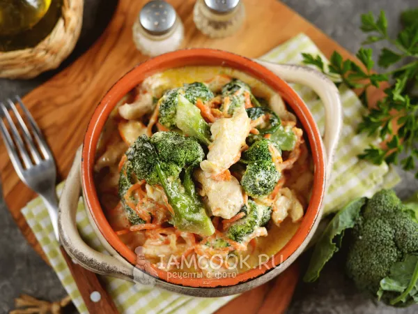 Фото готового блюда: Индейка с брокколи в сливочном соусе