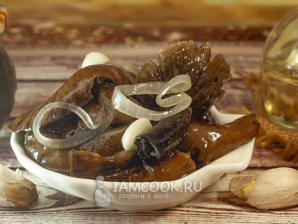Фото блюда: Маринованные опята с луком и маслом на зиму