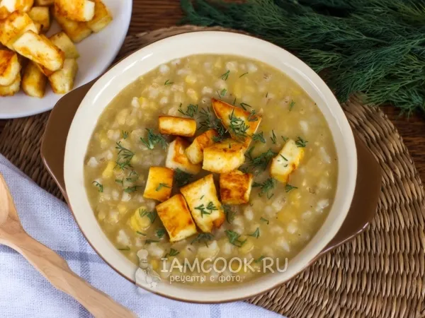 Фото блюда: Гороховая каша с перловкой и сыром