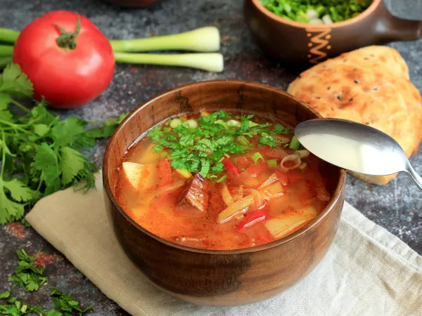 Фото готового блюда: Суп с жареной говядиной