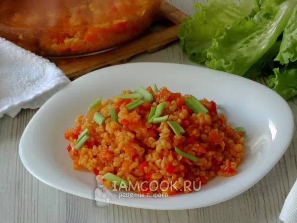 Фото блюда: Булгур с овощами в духовке