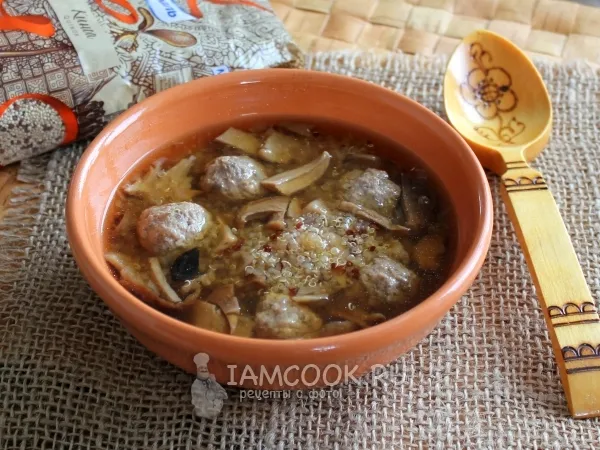 Фото блюда: Грибной суп с фрикадельками и киноа