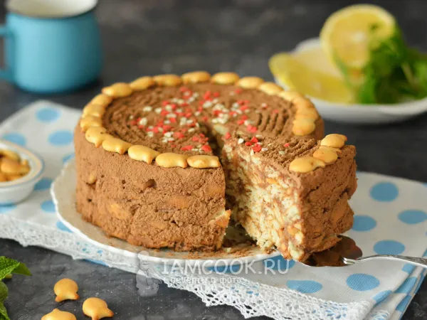 Фото блюда: Торт из печенья Рыбки со сметаной