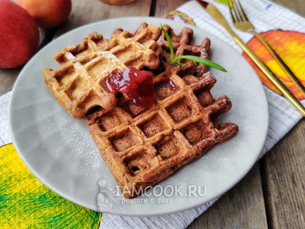 Фото блюда: Вафли с яблочным пюре в вафельнице