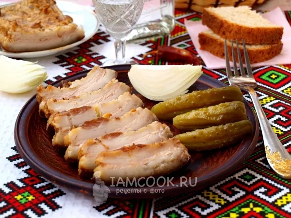 Фото готового блюда: Сало, запечённое в духовке