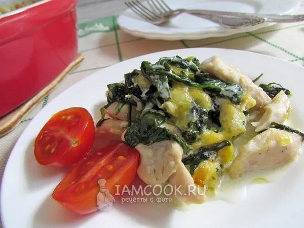 Фото блюда: Курица со шпинатом