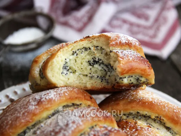 Фото блюда: Сдобные булочки с творогом и маком