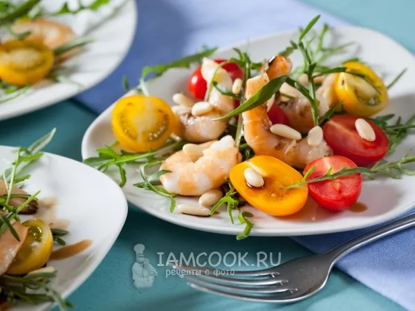 Фото готового блюда: Салат с руколой и креветками