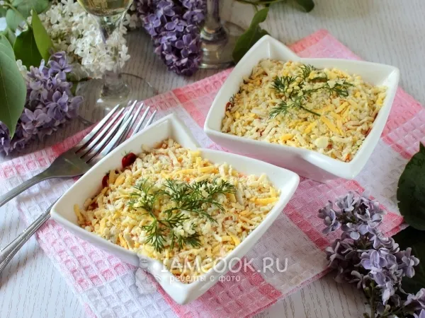 Фото готового блюда: Салат «Мимоза» с яблоком