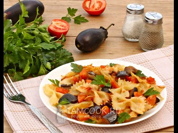 Фото блюда: Макароны с баклажанами и помидорами