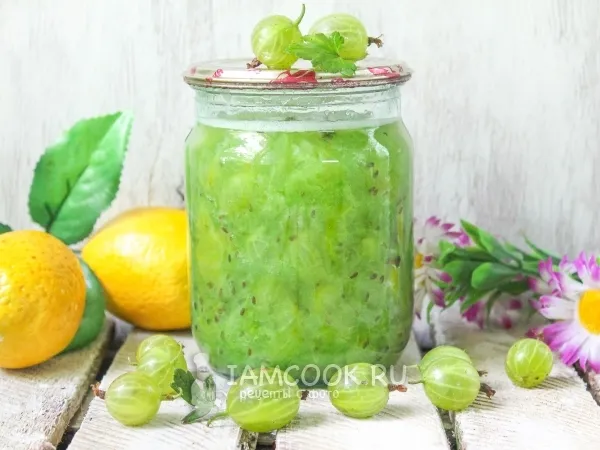 Фото готового блюда: Варенье из крыжовника изумрудное (с красителем)