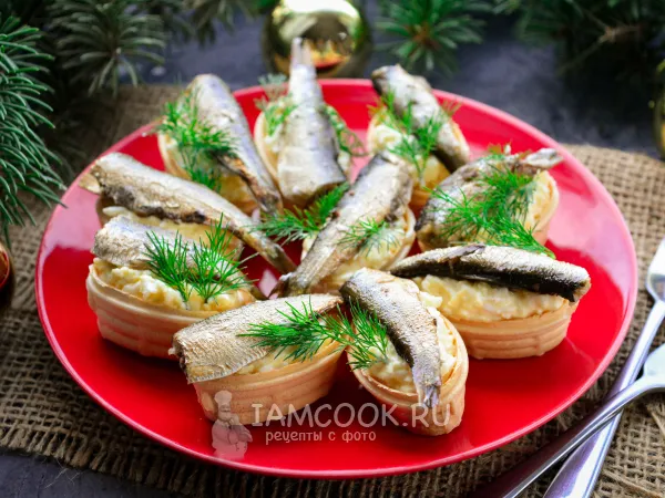 Фото блюда: Тарталетки со шпротами и яйцом