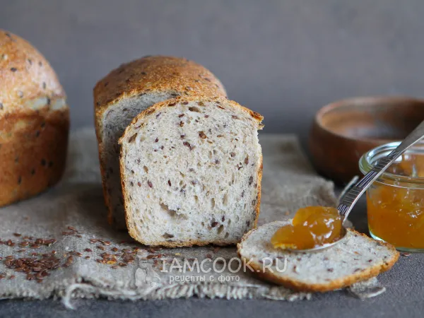 Фото готового блюда: Хлеб на закваске с семенами льна