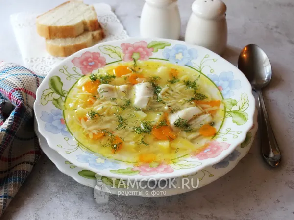 Фото блюда: Рыбный суп с пастой орзо