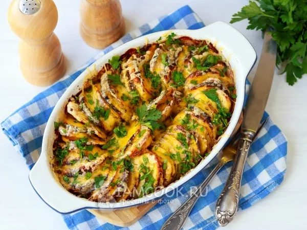 Фото блюда: Тыква, запеченная с картошкой в духовке