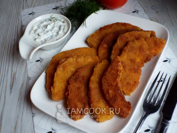 Фото блюда: Тыква в панировке на сковороде