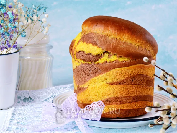 Фото готового блюда: Шоколадно-апельсиновый кулич на Пасху (на кефире)