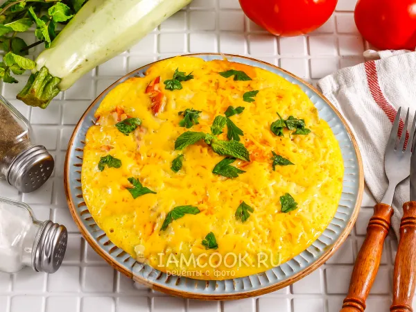 Фото блюда: Запеканка из кабачков и помидоров на сковороде