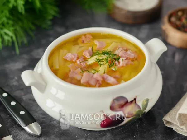 Фото блюда: Суп с лапшой и копченой курицей