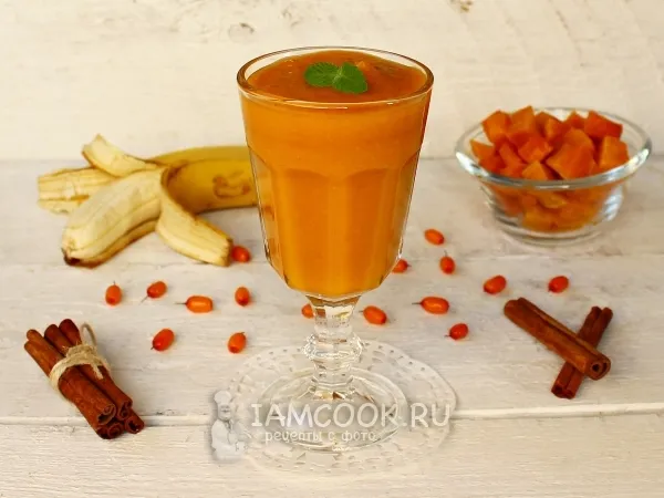 Фото блюда: Тыквенный смузи с облепихой и бананом