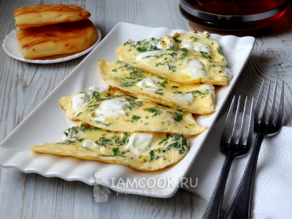 Фото блюда: Омлет с творожным сыром