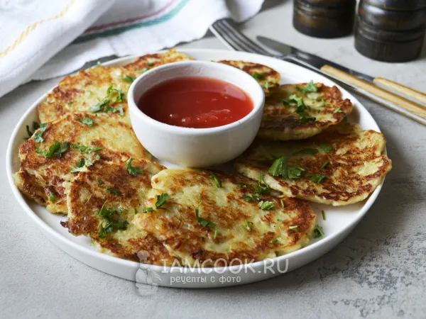 Фото блюда: Картофельные драники с колбасным сыром