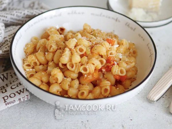 Фото блюда: Макароны с овощами в казане