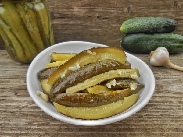 Фото блюда: Маринованные огурцы по-корейски с горчицей на зиму
