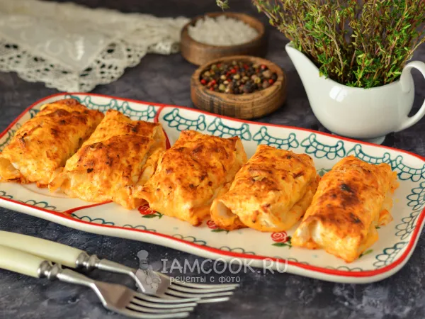 Фото готового блюда: Лаваш с куриным фаршем в духовке