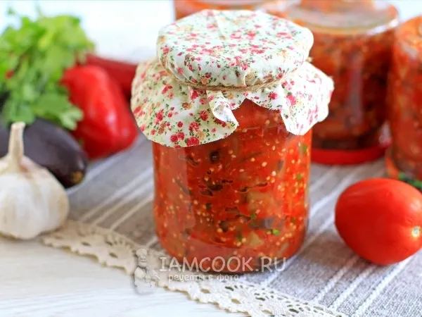 Фото блюда: Баклажаны в томатно-перечном соусе на зиму