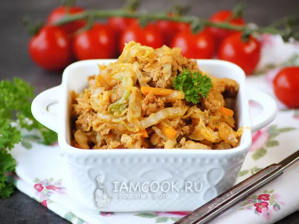 Фото блюда: Пекинская капуста с фаршем в духовке