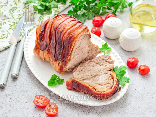 Фото блюда: Свиная шея в беконе в духовке