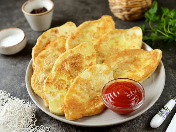 Фото блюда: Жареные патиссоны в кляре (на сковороде)