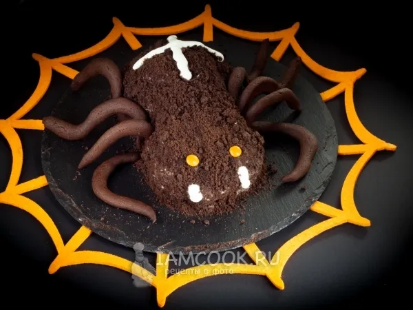 Фото блюда: Торт «Паук» на Хэллоуин