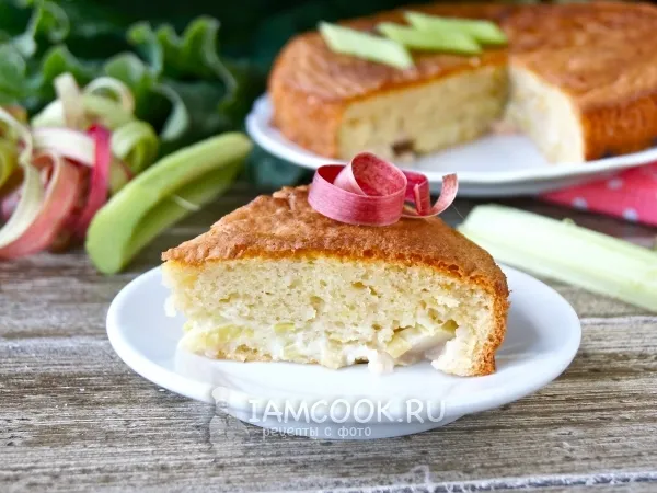 Фото готового блюда: Шарлотка с ревенем