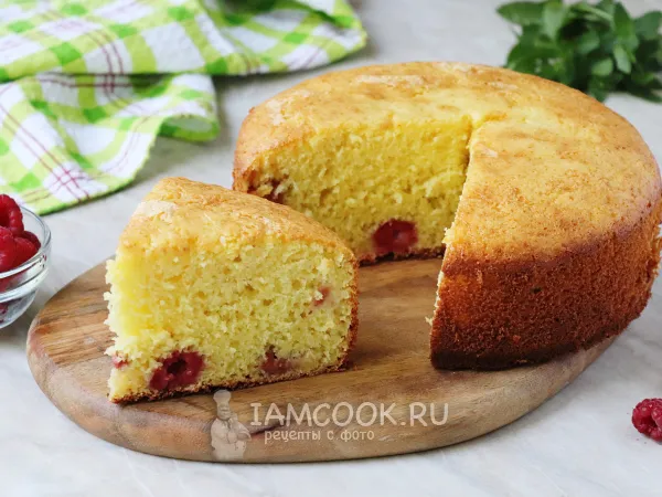 Фото блюда: Манник с малиной на кефире