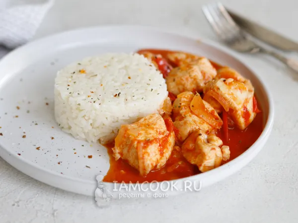 Фото блюда: Курица с помидорами и сыром в мультиварке