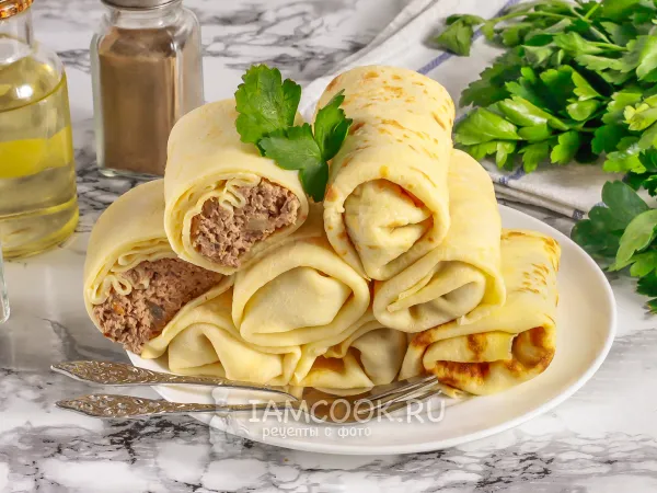 Фото блюда: Блинчики с куриными сердечками