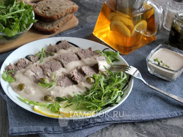 Фото блюда: Вителло тоннато (соус +мясо)