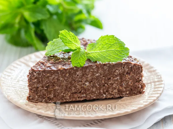 Фото готового блюда: Диетический овсяный пирог без выпечки