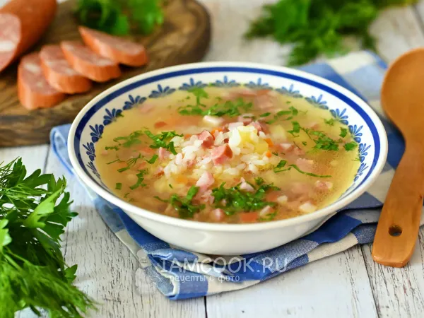 Фото блюда: Рисовый суп с колбасой