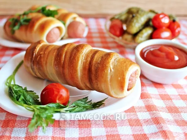 Фото готового блюда: Сосиски в тесте без дрожжей