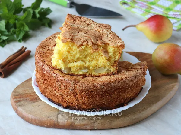 Фото блюда: Бисквитный пирог с грушей