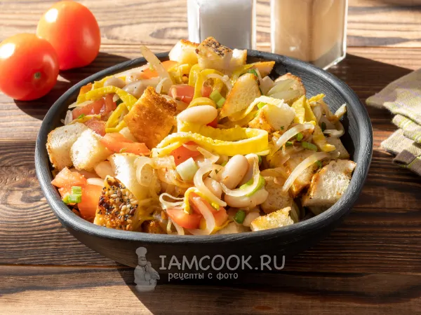 Фото блюда: Салат с фасолью и яичными блинчиками